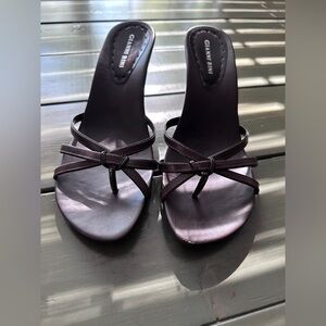 Gianni Bini Brown Strappy Knot Heeled Sandals